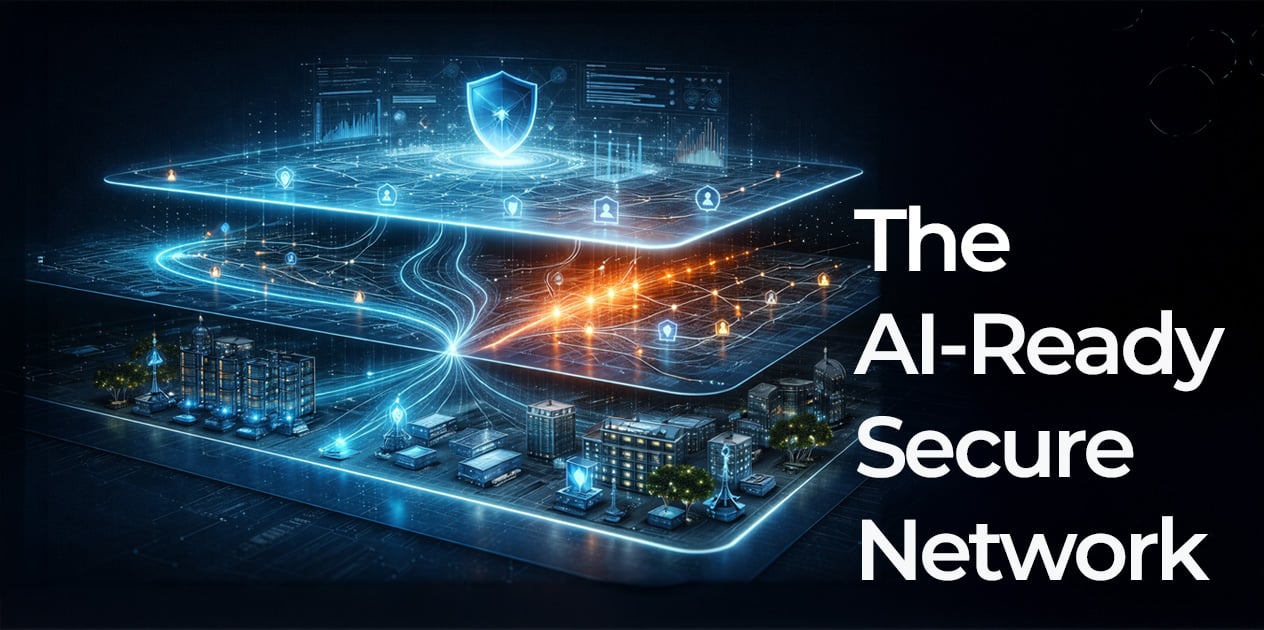 Network Layers glowing with AI assistance The AI-Ready Secure Network 
