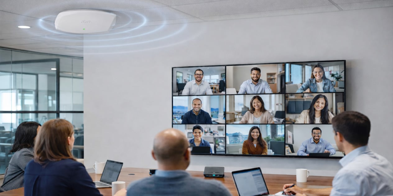 Wi-Fi 7 enhaning enterprise performance, security, and density in conference room call